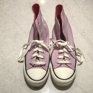 Converse Pink Checkered High-Top Sneakers